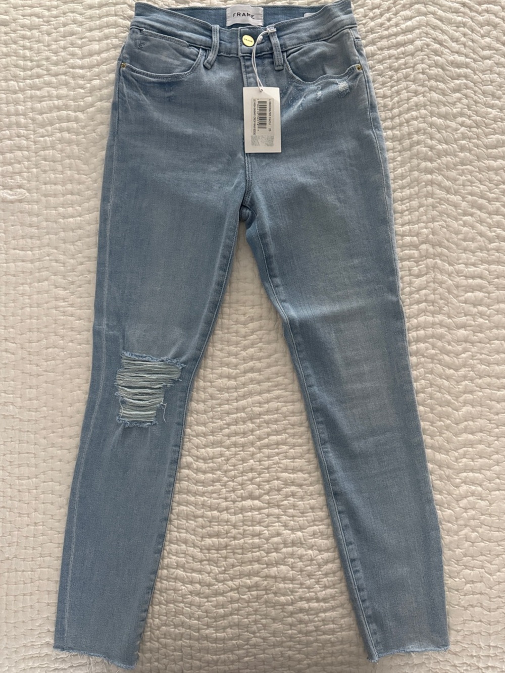 Frame Denim Light Blue Distressed Skinny Jeans